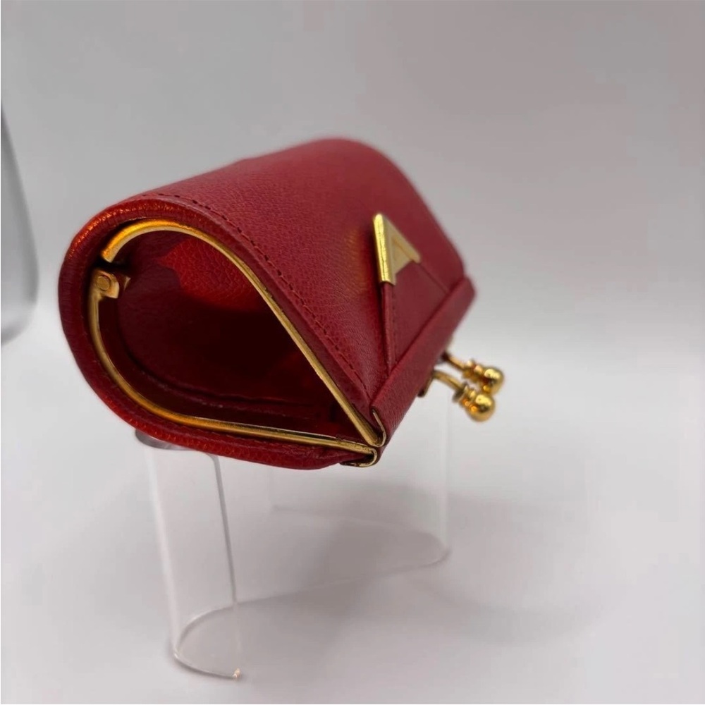 Yves Saint Laurent Red Coin Purse with Gold Accents - Picture 12 of 13